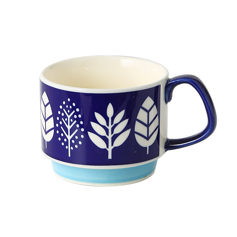 blue Vintage Stackable Coffee Mugs